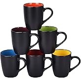Lifecapido Set of 6 Modern Black Ceramic Coffee Mugs, 16 Ounce Capacity, Perfect for Home Use