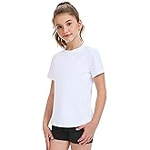 HASMES Girls Athletic Shirts Short Sleeve Active T-Shirts,Basic Tee Tops,Sports Activewear for Kids