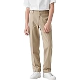 NUMYEAN Boys Dress Pants School Uniform Golf Pants for Boys Adjustable Waist Twill Chino Pant Size 7-14Years