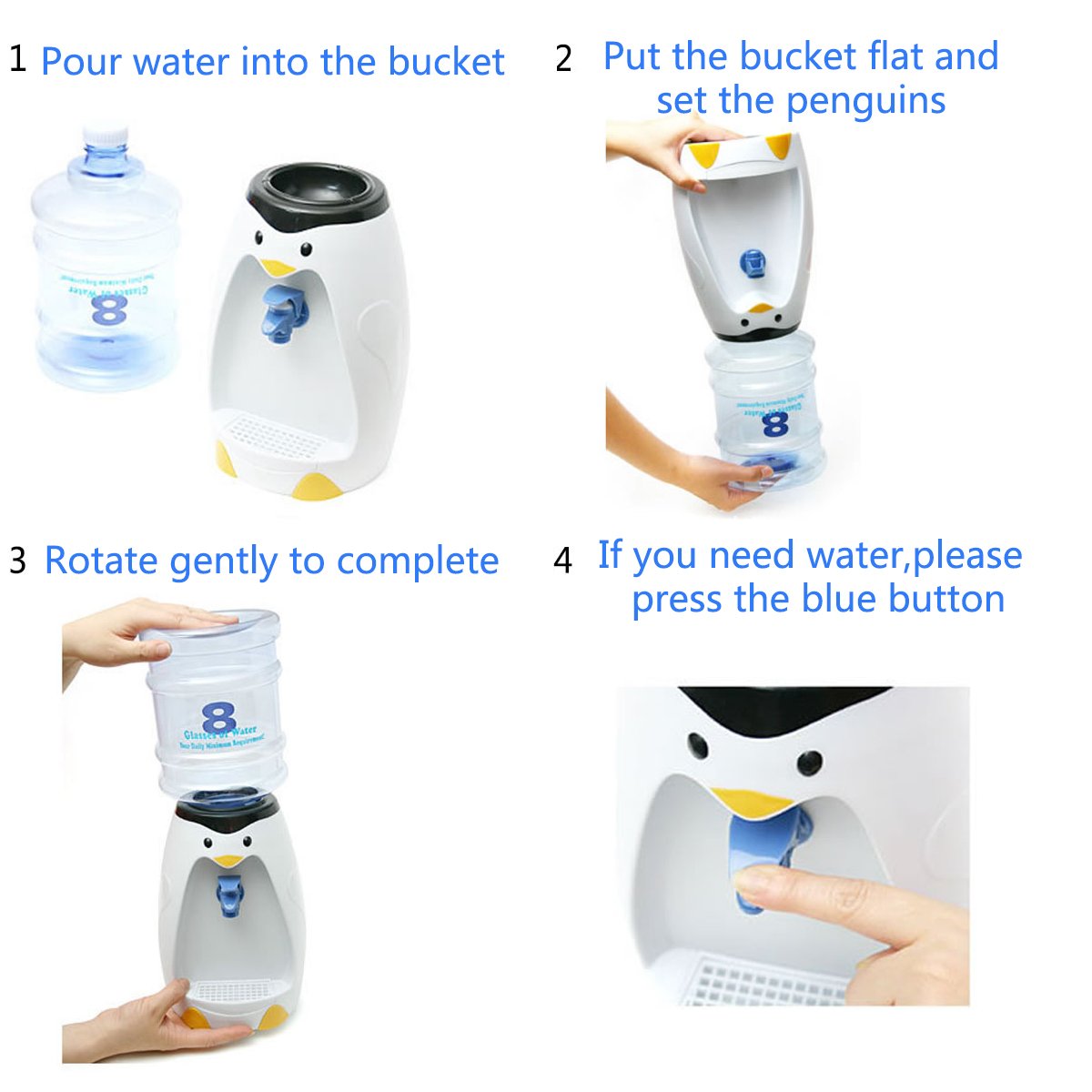 LONGLISHENG 2.5L Capacity Desktop Water Dispenser with Bottle with Food Grade Silicone Tube