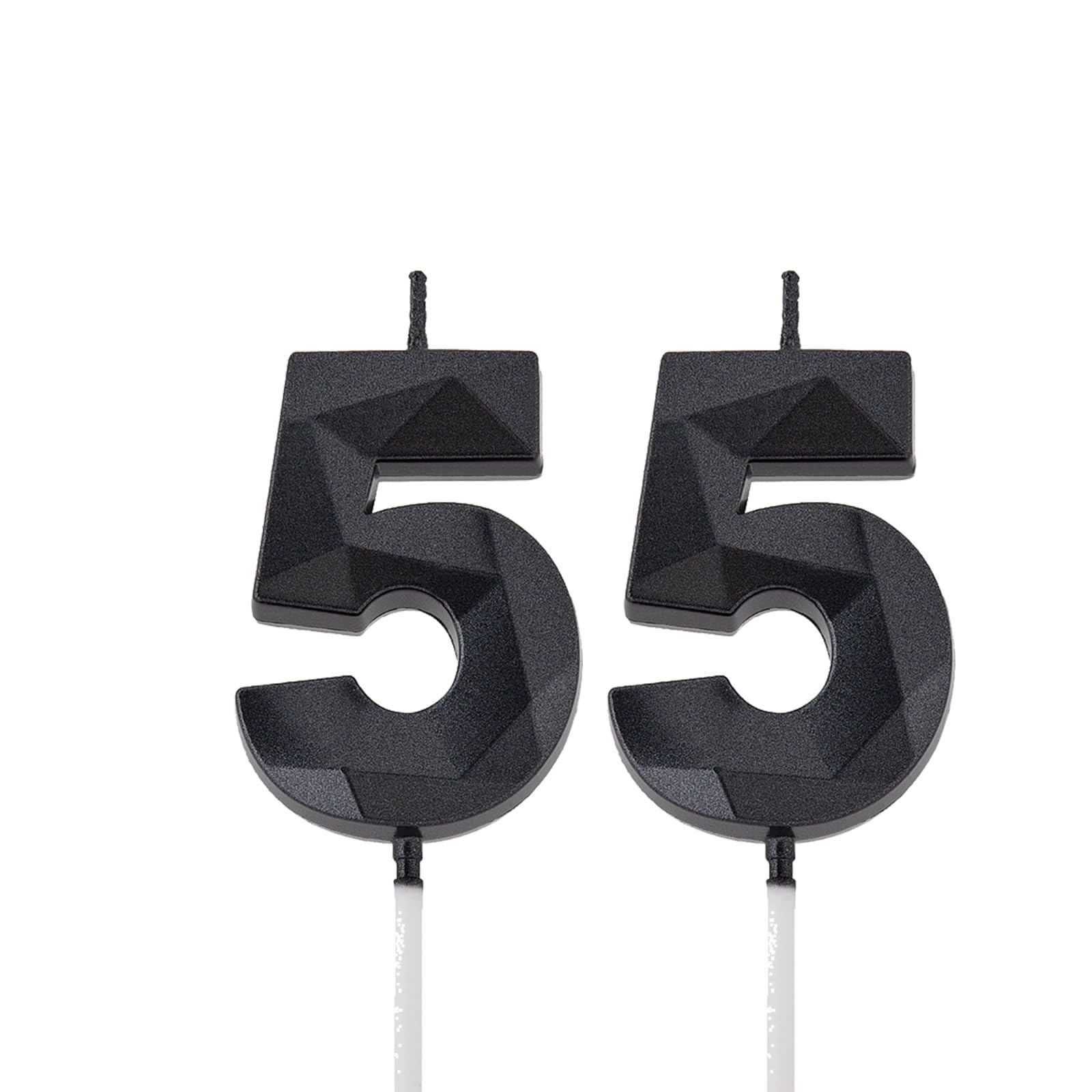 Photo 1 of 2 inch Black 55 Birthday Candles, 3D Diamond Number 55 Cake Topper for Men Women Birthday Party Decorations Theme Party