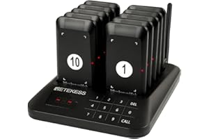 Retekess TD157S Restaurant Pager, Buzzers for Restaurant, 1640ft Long Range, Set with Vibration, Flashing and Buzzer, 10 Page