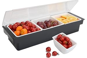 AOKDEER Ice Chilled Serving Tray Condiment Ice Cooled Condiment Dispenser Serving Container Chilled Garnish Tray Bar Caddy fo