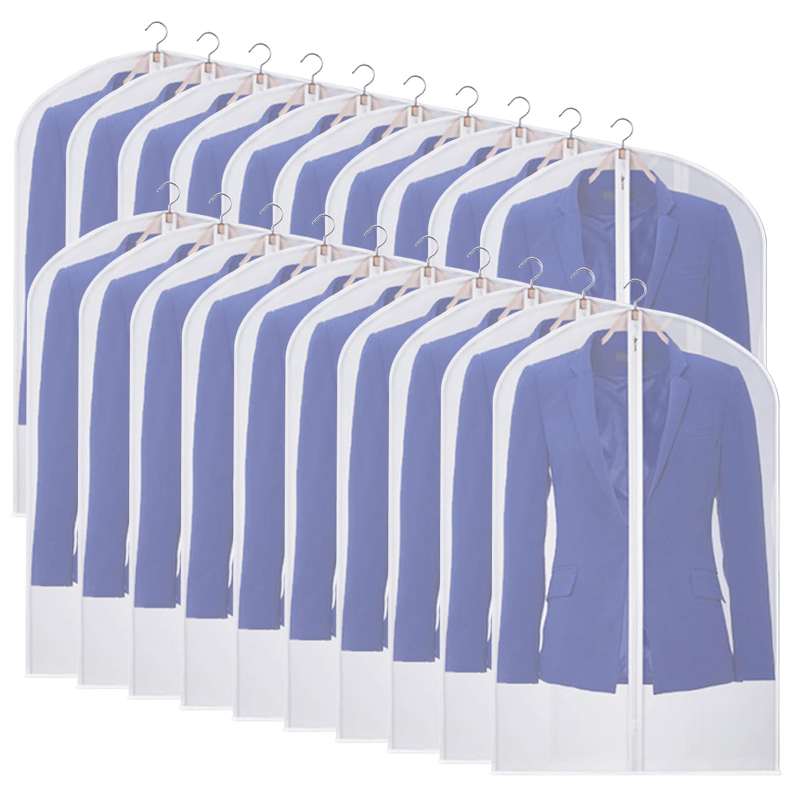 Univivi Suit Bags for Men, 20 Pack Travel Garment Bags, Breathable Clothes Covers Protector Bags, Transparent Waterproof Dustproof Moth Proof Dresses Storage Bag for Wardrobe Storage (60cm x 101cm)