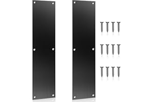 Haiabei 2Pcs Push Door Plate 11.5x3 Stainless Steel Door Push Plate Door Kick Plate,Brushed Doorplate Door Proection Metal Plate with 12 Screws for Door Interior Exterior Accessories(Black)