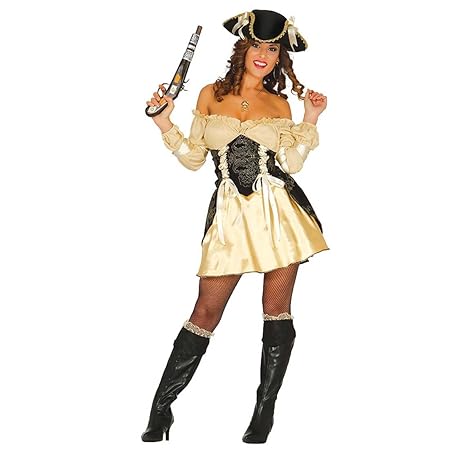 Amakando Piratenkostüm Damen Gold Kostüm Sexy Piratenbraut M 38/40 Seeräuberin Faschingskostüm Piratin Damenkostüm Outfit See