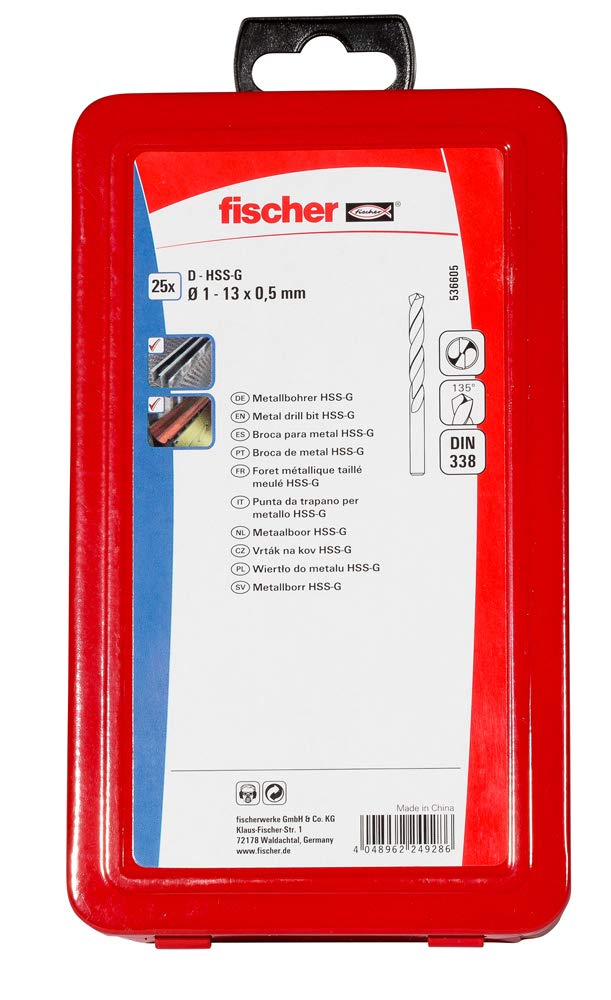 fischer Metal Drill Bit Set, 1-13 mm, 25-Piece, HSS Steel, Spiral Drill Bits for Metal & Non-ferrous Metal - Image 3