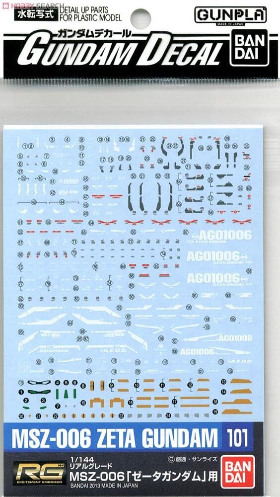 BANDAI Hobby GD-101 RG Zeta Gundam Decal (Bag/6)