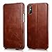 iPhone X Case,Benuo [Vintage Classic Series]Genuine Leather Folio Flip Corrected Grain Leather Case,Ultra Slim,Handmade Style with Magnetic Closure for Apple iPhone X/iPhone 10 (Brown)