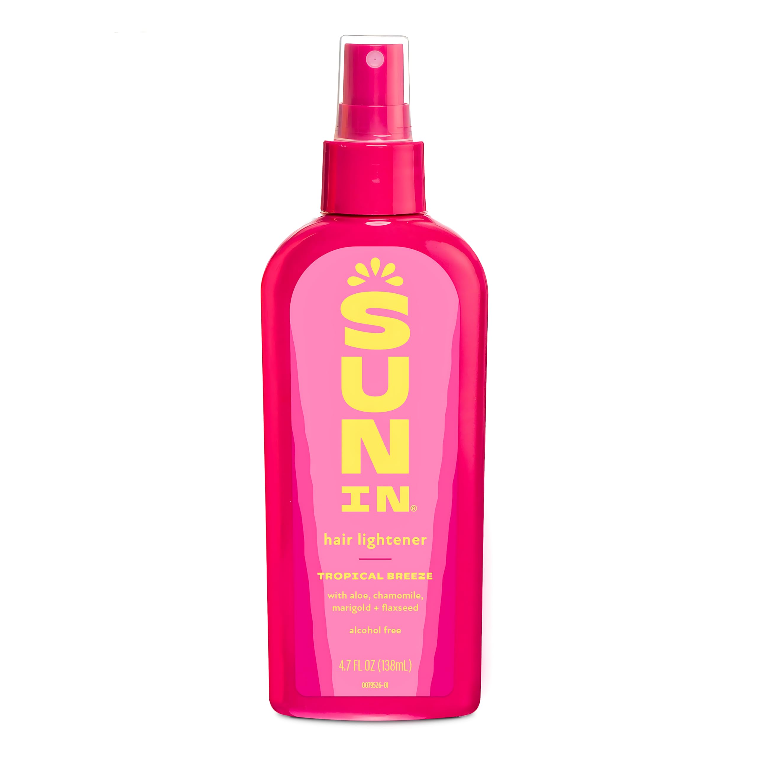 Sun In Tropical Breeze Hair Lightener. Enriched With The Natural Botanicals Aloe, Chamomile, Marigold and Flaxseed. Alcohol-Free. Tropical Breeze Scent. 138 Millilitres