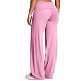 Aoxjox Women's Workout Athlenza Fold Over Waist Straight Leg Bottoms Lumastretch™ Gym Yoga Pants 31"/33"/35"