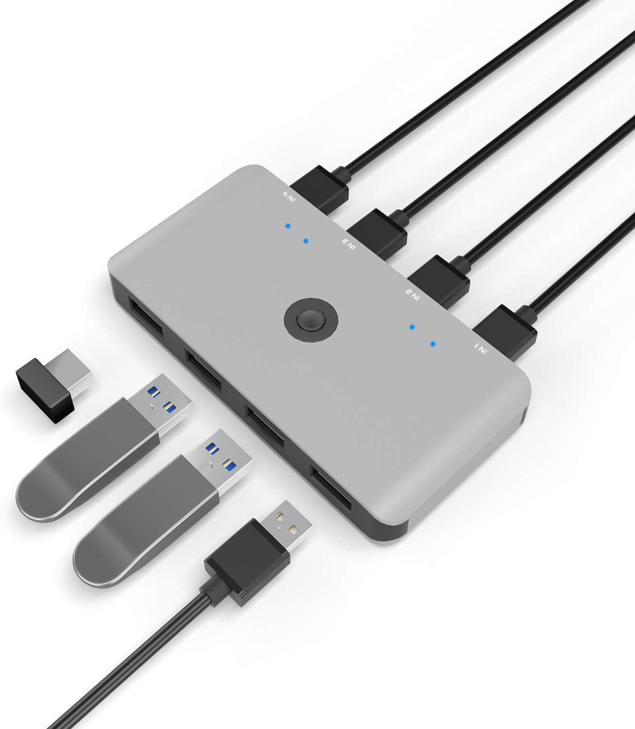 Rytaki USB Switch Selector for 4 Computers, 4 In 4 Output USB 2.0 ...