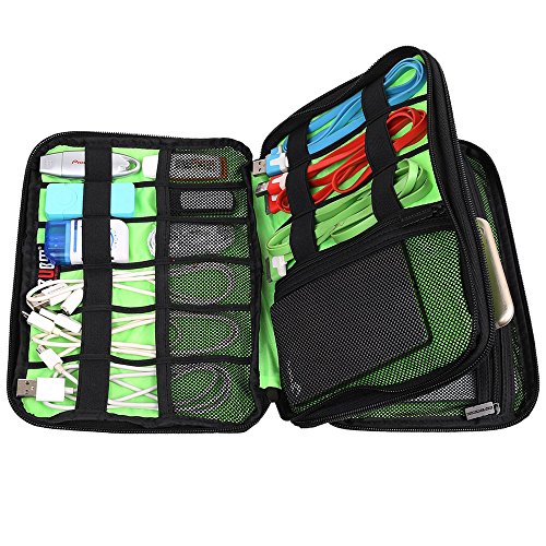 Cable Cord Organizer Bag, Space Saving Double Layers Electronics