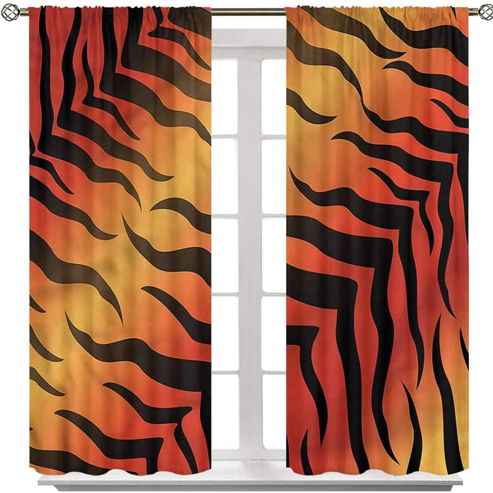 YUAZHOQI Animal Print Curtains for Bedroom, Abstract Tiger Skin, Set of