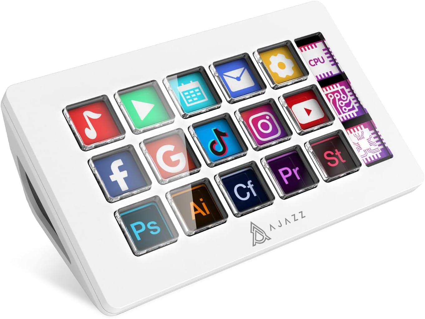 Photo 1 of AKP153 Studio Deck, Stream Controller, 15 Macro Keys, Trigger Actions in Apps and Software Like OBS, YouTube, Twitch, Custom Console for Photo and Video Editing, Live Streaming, PC/Mac (White)