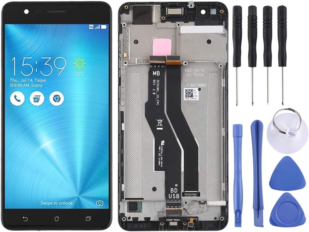 Zhangl Mobile Phone LCD Screen LCD Screen and Digitizer Full Assembly with Frame for Asus Zenfone 3 Zoom ZE553KL(Black) LCD Screen (Color : Black)