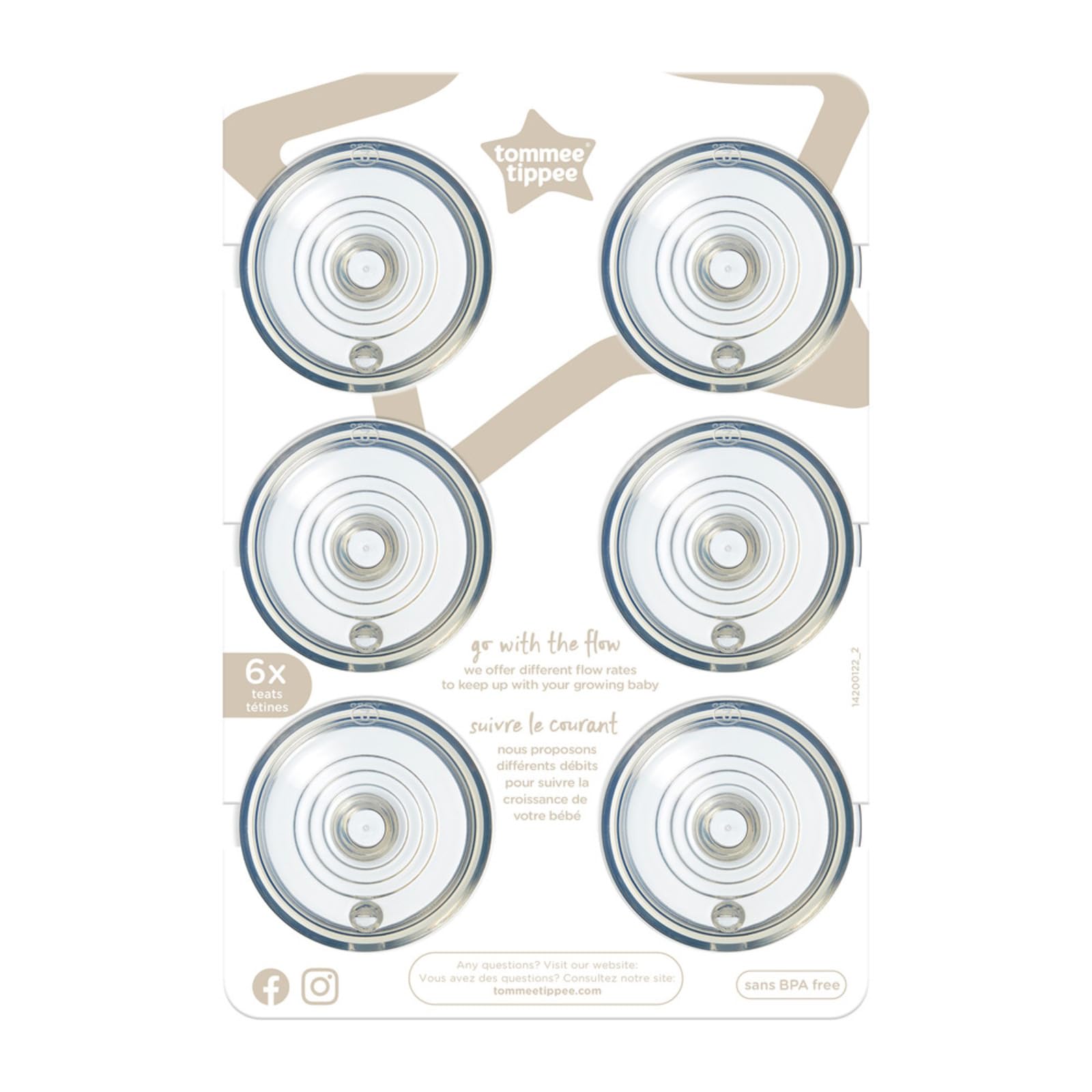 Photo 1 of Tommee Tippee Natural Start Baby Bottle Nipples, Breast-Like for A Natural Latch, Anti-Colic Valve, Soft Silicone, Medium Flow, 3+ Months, Pack of 6