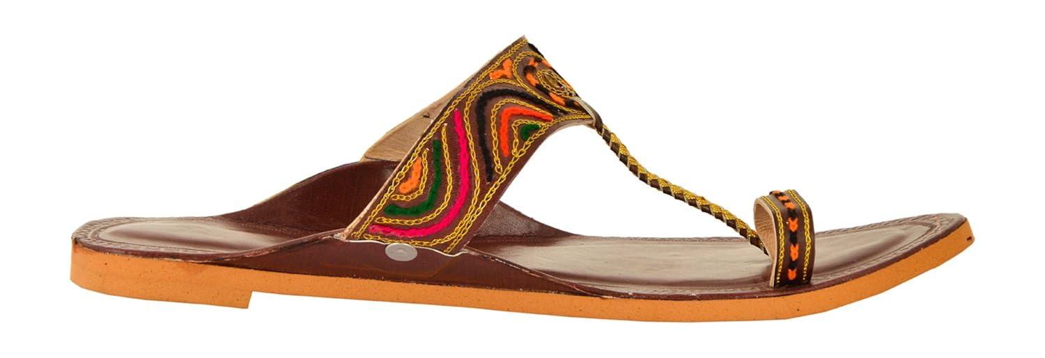 women's brown colore leather kolhapuri slipper