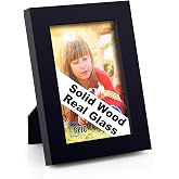 RPJC 4x6 Solid Wood Picture Frame with Real Glass Cover Black | for Wall or Tabletop, Gift-Ready in White Box