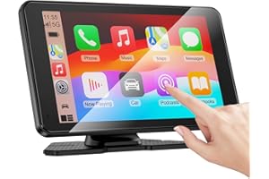 BOKILINO Carplay Screen for Car, 7" HD Portable Car Stereo Touch Screen with Wireless Android Auto, Backup Camera with LED/Mirror Link/Voice Control/Bluetooth/GPS/AUX/FM Satellite Radio for All Vehicles