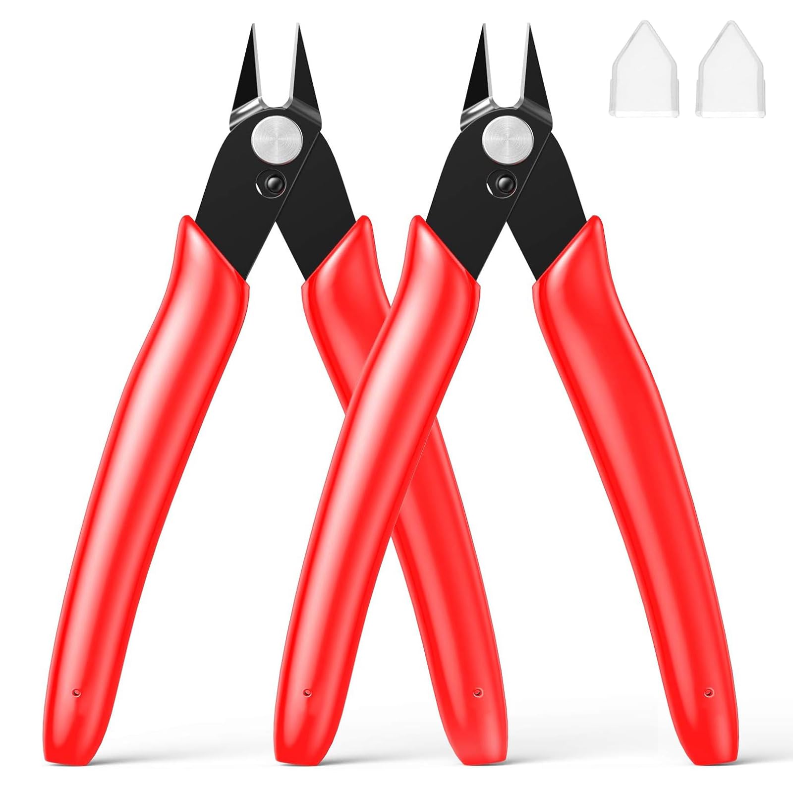 BOENFU Cable Tie Flush Cutter Small Wire Cutters 2 Pack 5 Inch Precision Wire Clippers Hobby Snips Side Cutting Pliers for Jewelry Making, Electronics, Red