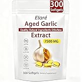 Elare Aged Garlic Extract - 7500mg Odorless, Organic Garlic Extract Capsules | Heart & Immune Antioxidant Supplements, Vegetarian, All-Natural, Non-GMO, 300 Softgels
