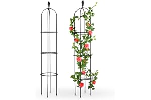 Yotoworth Garden Trellis for Climbing Plants Outdoor Indoor Pot, 6Ft Tall Metal with Plastic Coated Rustproof Plant Support Climbing Vines, Garden Obelisk Trellis, Lightweight, Black, 1pc