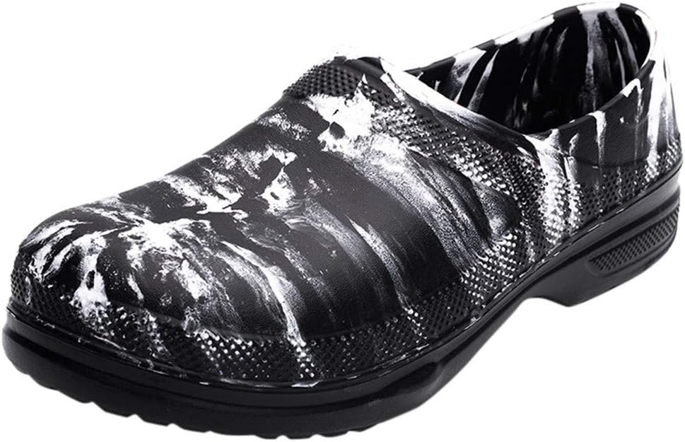 Nursing or Chef Shoe-RQWEIN Men's and Women's Slip Resistant Work Shoe Camouflage Round Toe Slip-On Chef Work Shoes