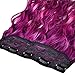 Bestrice Ombre Dip-dye Color Clip in Straight Synthetic Thick Hair Extension 21.6-23.6 inches Length Red to Purple Loose Curl for Fashion Girls