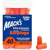 Mack's Maximum Protection Soft Foam Earplugs, 40 Pair, 33 dB | Highest NRR, Comfortable for Sleeping, Snoring, Loud Concerts, Motorcycles and Power Tools, Made in USA