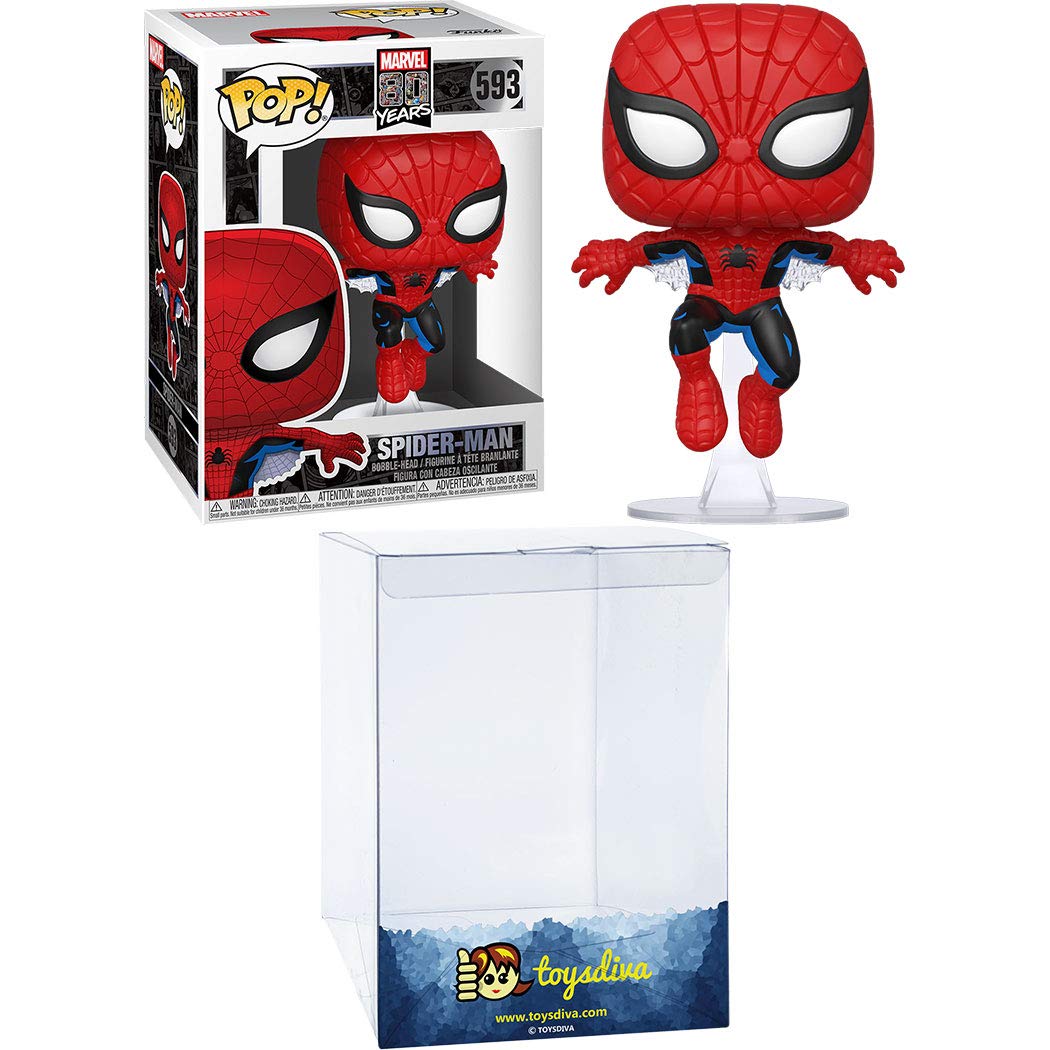 Spider-Man: Funk o Pop! Vinyl Figure Bundle with 1 Compatible 'ToysDiva' Graphic Protector (593 - 46952 - B)