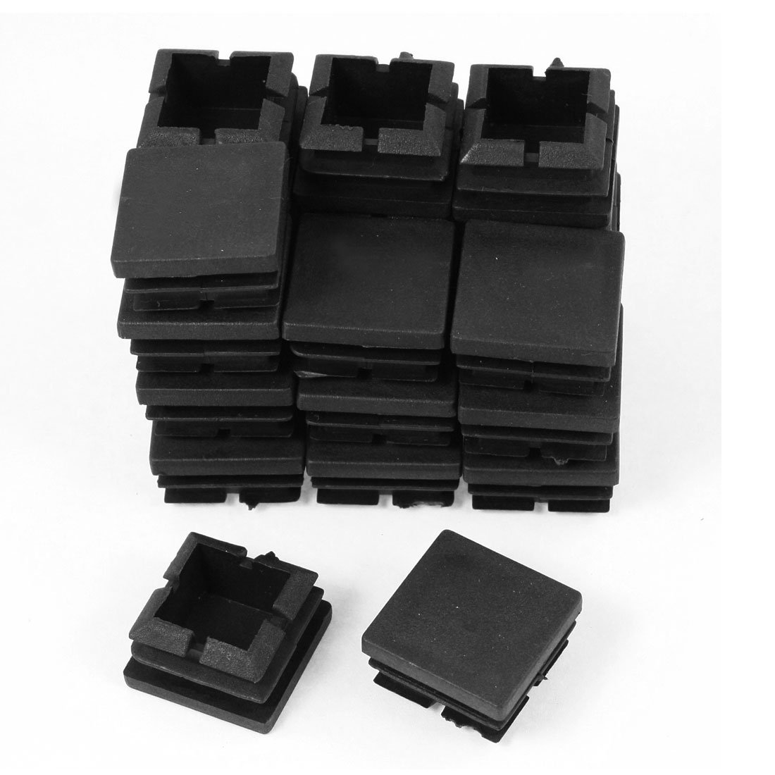 Sourcingmap 24 Pcs 25mm x 25mm Plastic Blanking End Caps Square Tube Insert Black