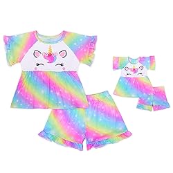 Girl & Doll Matching Pajamas Unicorn Outfit Clothes