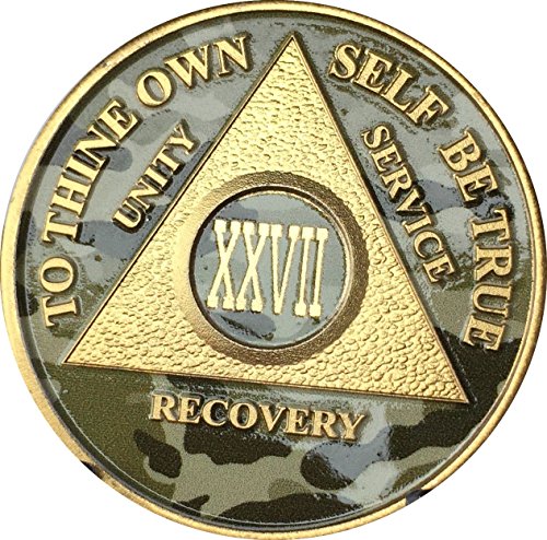 27 Year AA Medallion Camo Gold Plated Anniversary Chip Camouflage Color