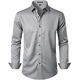 JEMITOP Men's Stretch Wrinkle Free Dress Shirt Formal Prom Wedding Long Sleeve Button Down Shirts