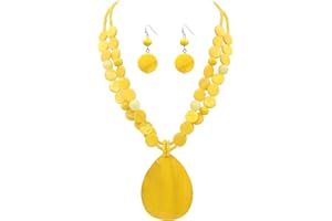 Jules D. Big Teardrop Pendant Necklaces for Women Colorful Beaded Necklaces Statement Set for Holiday.