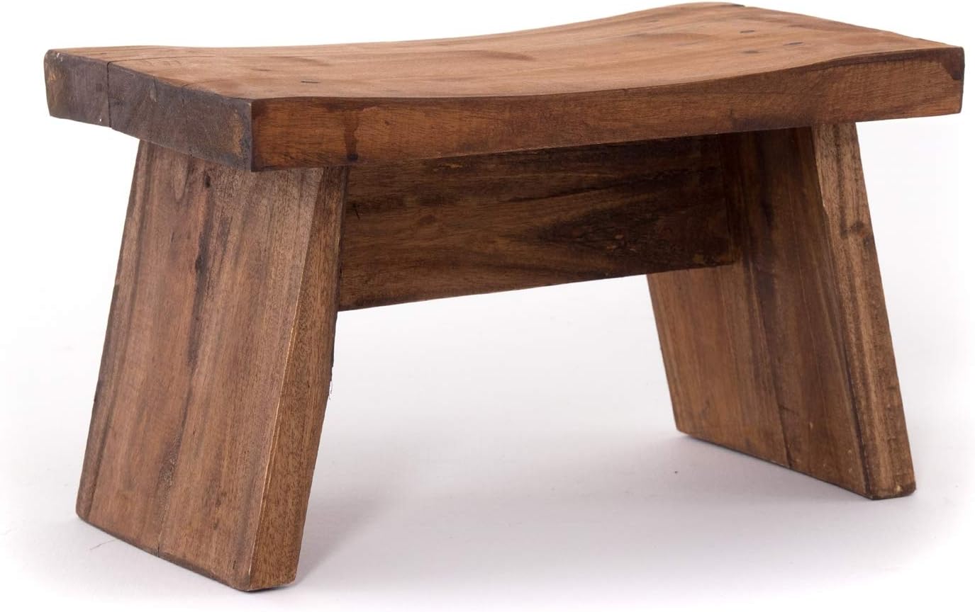NOSTALGIC FOOTSTOOL"SCHEMEL" | recycled wood, 18,5x29x19,5 cm (HxBxT) | wooden stool, Shabby Design | Colour: 08 honey - waxed