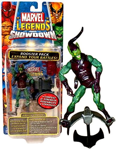 ToyBiz Year 2006 Marvel Legends Showdown Series 4 Inch Tall Figure - GREEN GOBLIN with Glider Base, Missile Shooter, Power Cards and Battle Tile