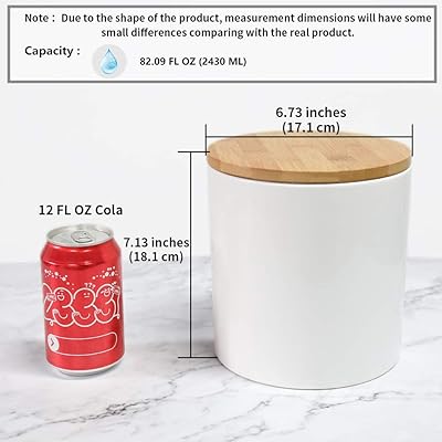Buy 77l Food Storage Canister Ceramic Food Storage Canister With Airtight Wooden Lid 09 Fl Oz 2430 Ml White Food Storage Jar For Home And Kitchen Serving For Coffee Sugar Tea