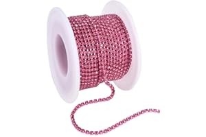 Blinginbox 10 Yards Crystal Rhinestone Trim Ribbon Close Chain for Sewing Bedazzling SS8 Jewels for Crafting Applique DIY Decoration Cups Shoe Vases Case Chains 0.09inches 2.5mm Rose Red Diamonds