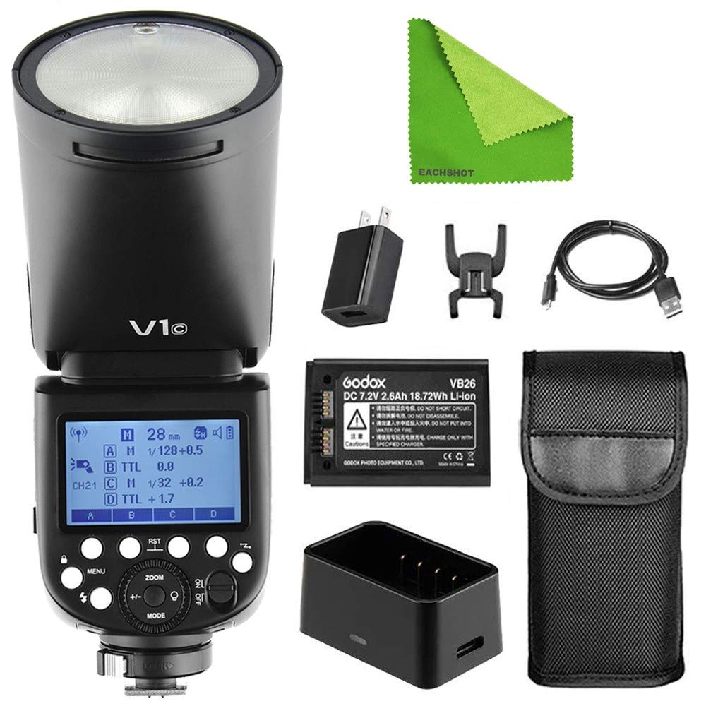 V1 V1-C Flash for Canon Camera Flash Speedlite, 1/8000S HSS 76Ws 2.4G Wireless Round Head Speedlight for Canon 6D 7D 50D 60D 500D 550D 600D 650D 1000D 1100D 1DX 580EX II 5D Mark II III, etc
