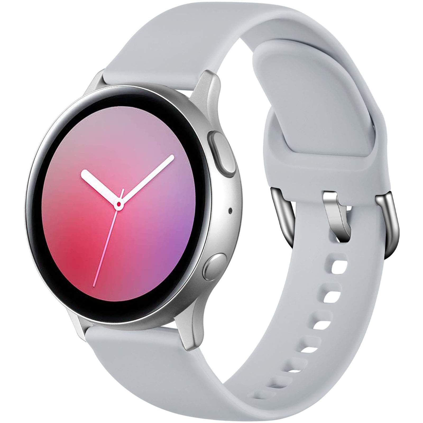 Dirrelo Sport Strap Compatible With Samsung Galaxy Watch Active/Active 2 40mm/44mm, 20mm Waterproof Silicone Replacement for Samsung Galaxy Watch 6/5/4 40mm 44mm Strap for Women Men,LargeLight Gray