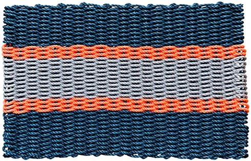 Sponsored Ad - Outdoor Door Mat, The Original Lobster Rope Doormat, All Weather Mats, Woven Door Mat from Nautical Rope, Front Door Welcome Mats, (Navy, Orange, Silver, 18 x 30)