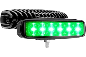 AUXMOTEC Green Led Light Bar 2PCS 18W Spot Driving Fog Light Off-road Work Light Waterproof Compatible for Boat ATV SUV Truck Pick-up Van Fishing Hunting Navigation 12v 24v