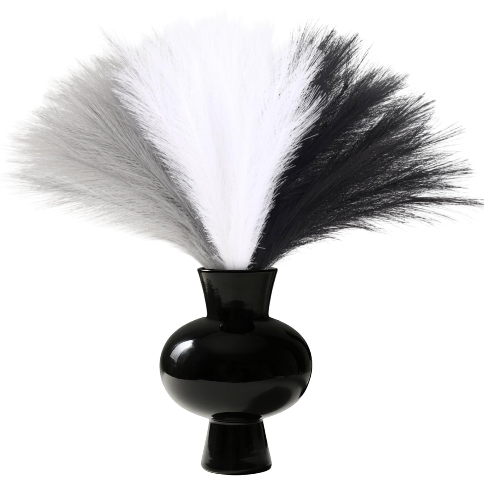 Photo 1 of JOLYEAK 30pcs Pampas Grass Decor,21" Artificial Pompous Grass Bulk,Small Vase Filler Pompas Grass for Home Wedding Living Room Wall Party Decoration (Black,White,Gray)