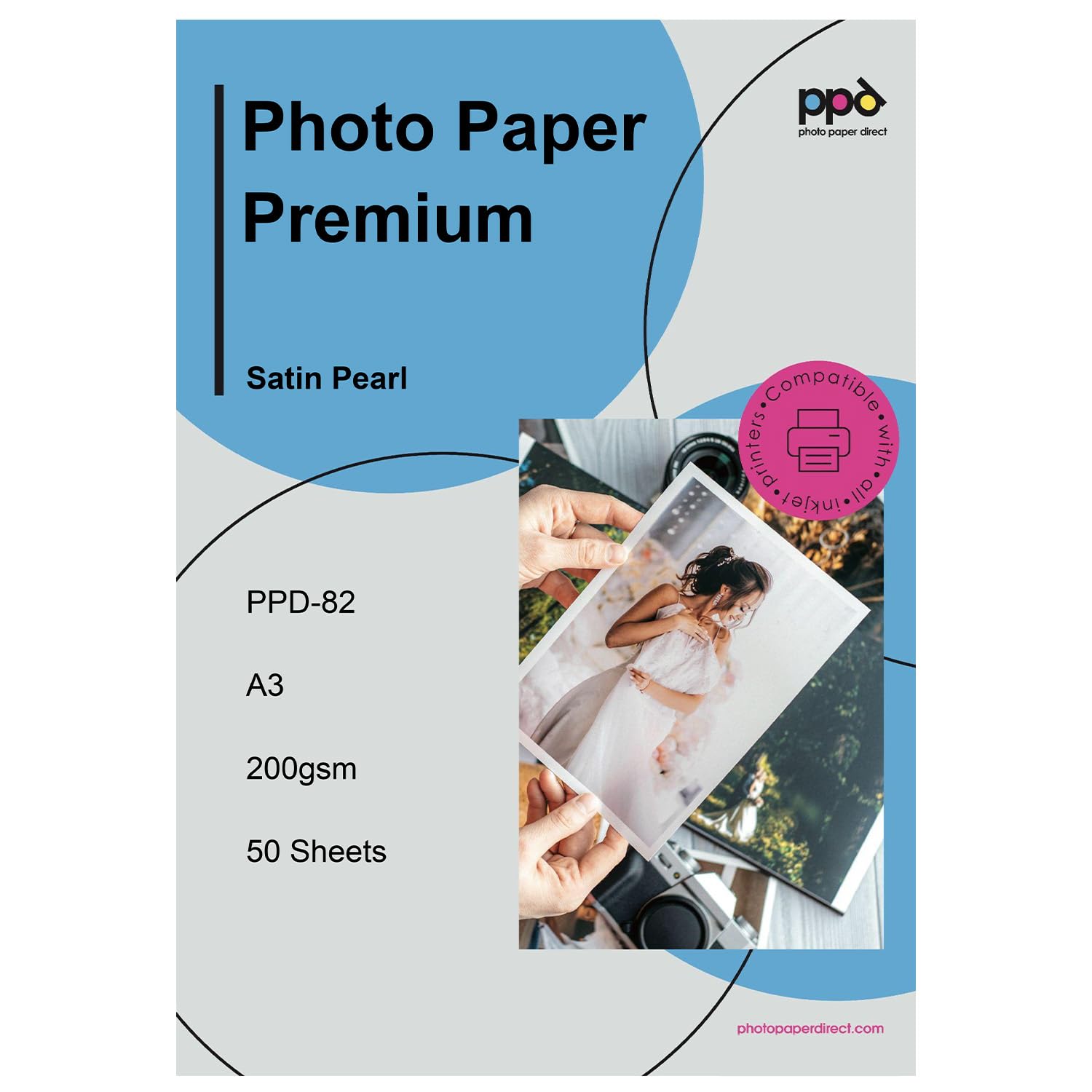 PPD 50 Sheets A3 Inkjet Premium Satin (Lustre) Photo Paper 200gsm Professional Grade PPD-82-50