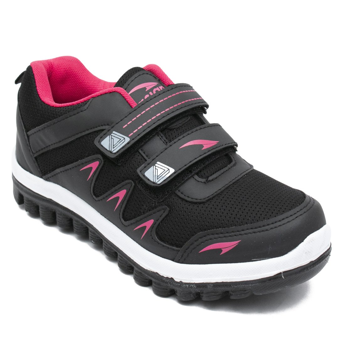 pink and black gym shoes