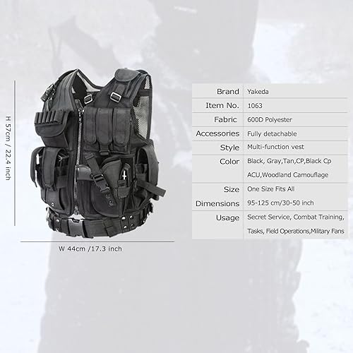 YAKEDA Tactical Training Vest With PALS Syste - Ulti-Pocket - View #8