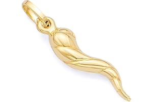 14k Yellow Gold Twisted Cornicello Italian Horn Charm Pendant