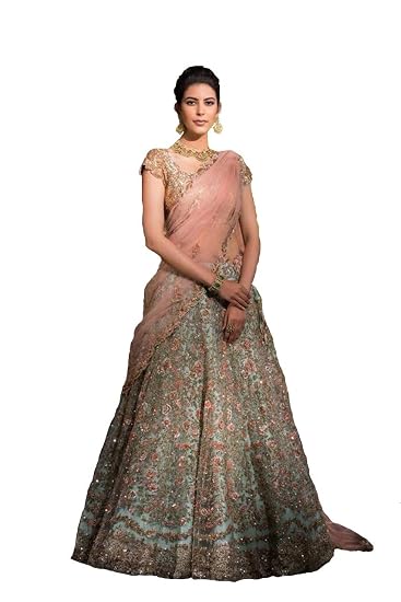 Womens Breezy Nura Silk Embroidery Lehenga Choli (YF_152, Sky Blue, Free Size)
